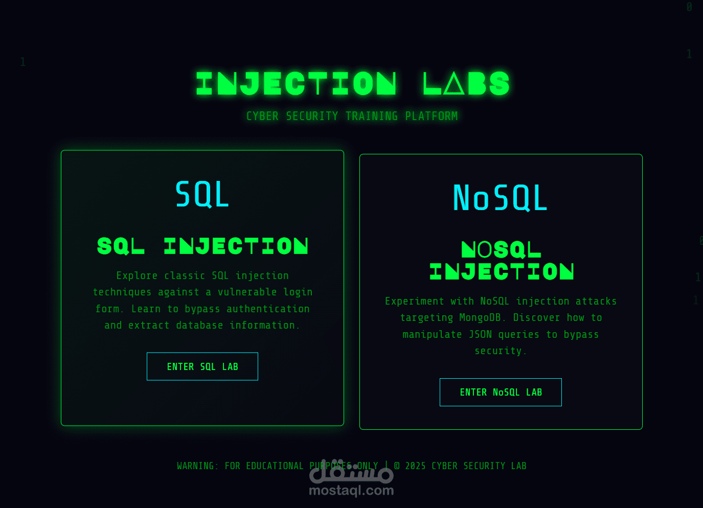 مختبر تعليمي لاختبار هجمات SQL Injection بطريقة آمنة