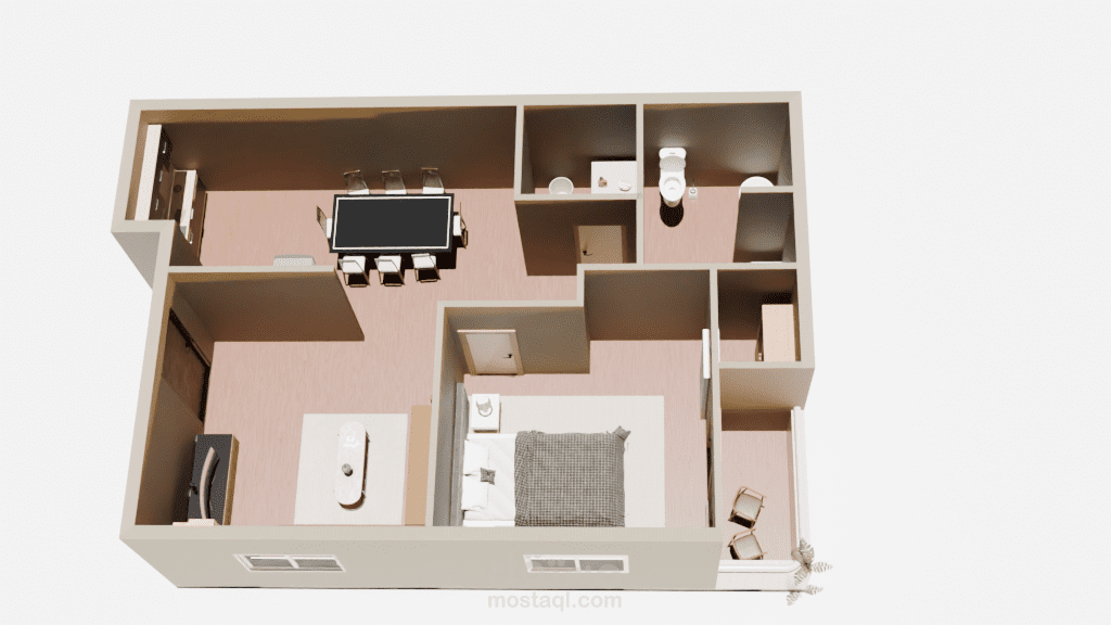 تصميم داخلي لشقة سكنية كاملة باستخدام Blender