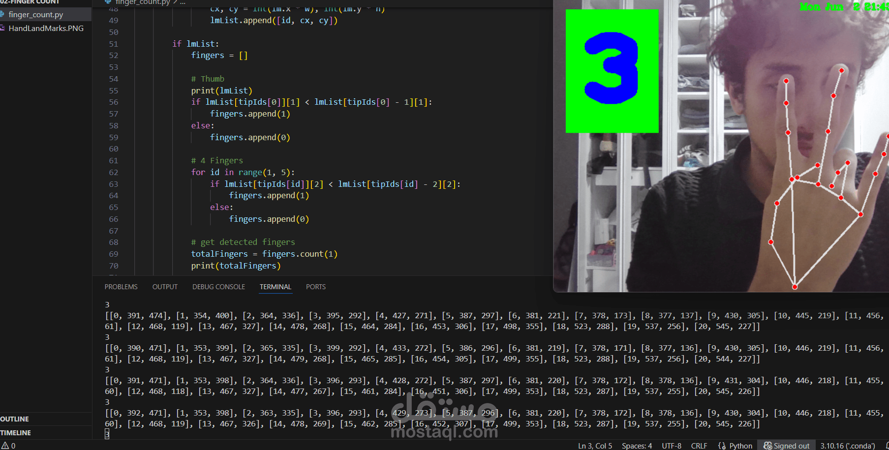 Finger Counting Using Computer Vision