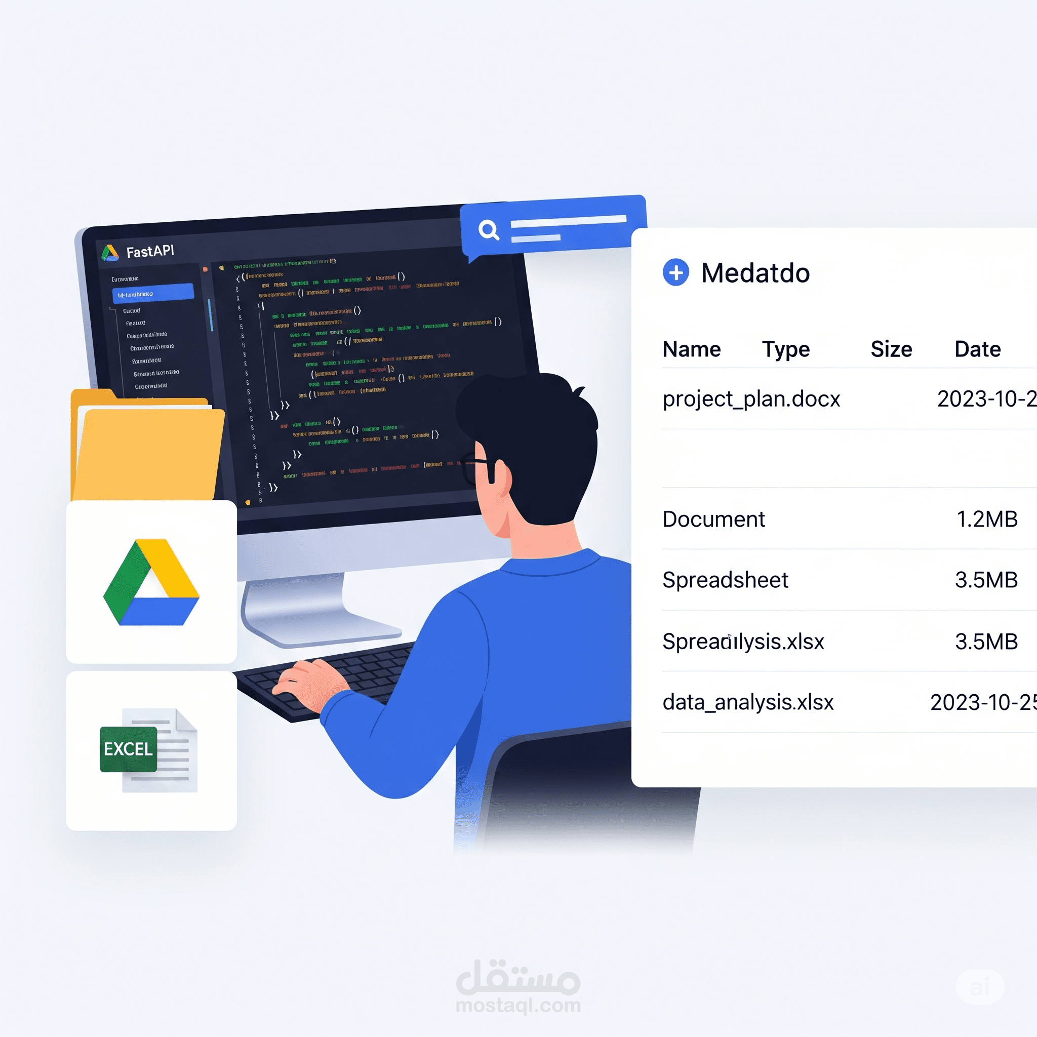 API احترافي لاستخراج بيانات ملفات مجلد Google Drive