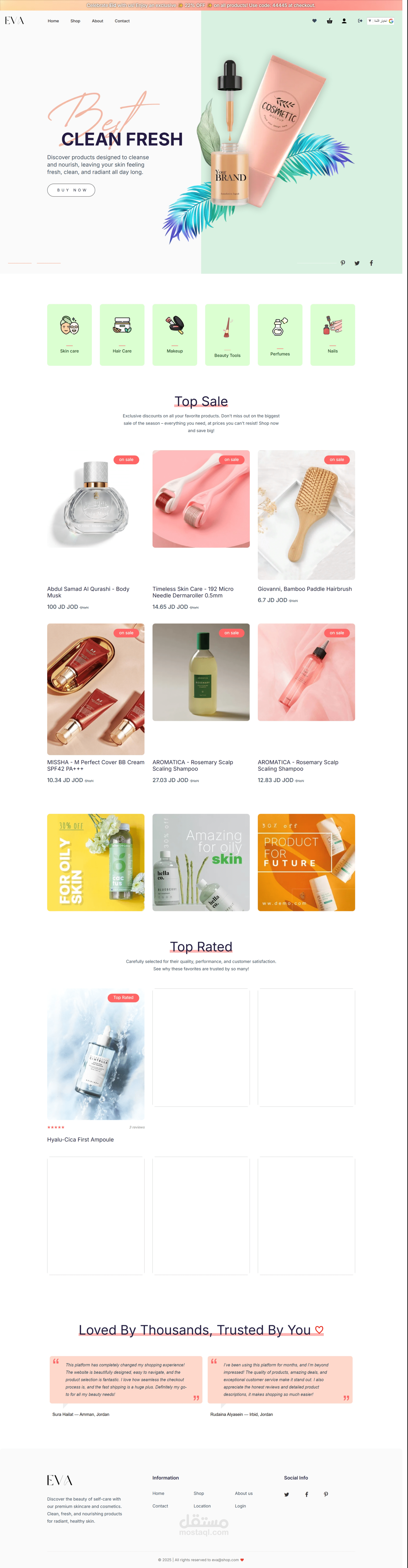 Eva, eCommerce website  web application for selling cosmetics.