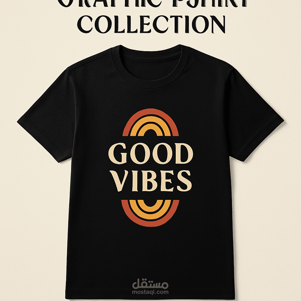 تصميم تيشيرت مودرن برسالة إيجابية – GOOD VIBES