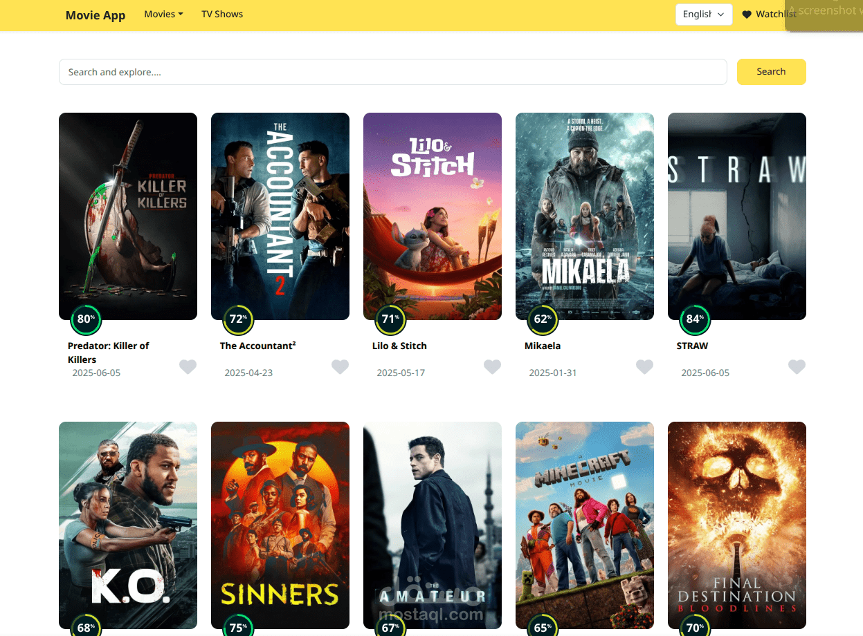 Movie App – منصة تصفح الأفلام والمسلسلات