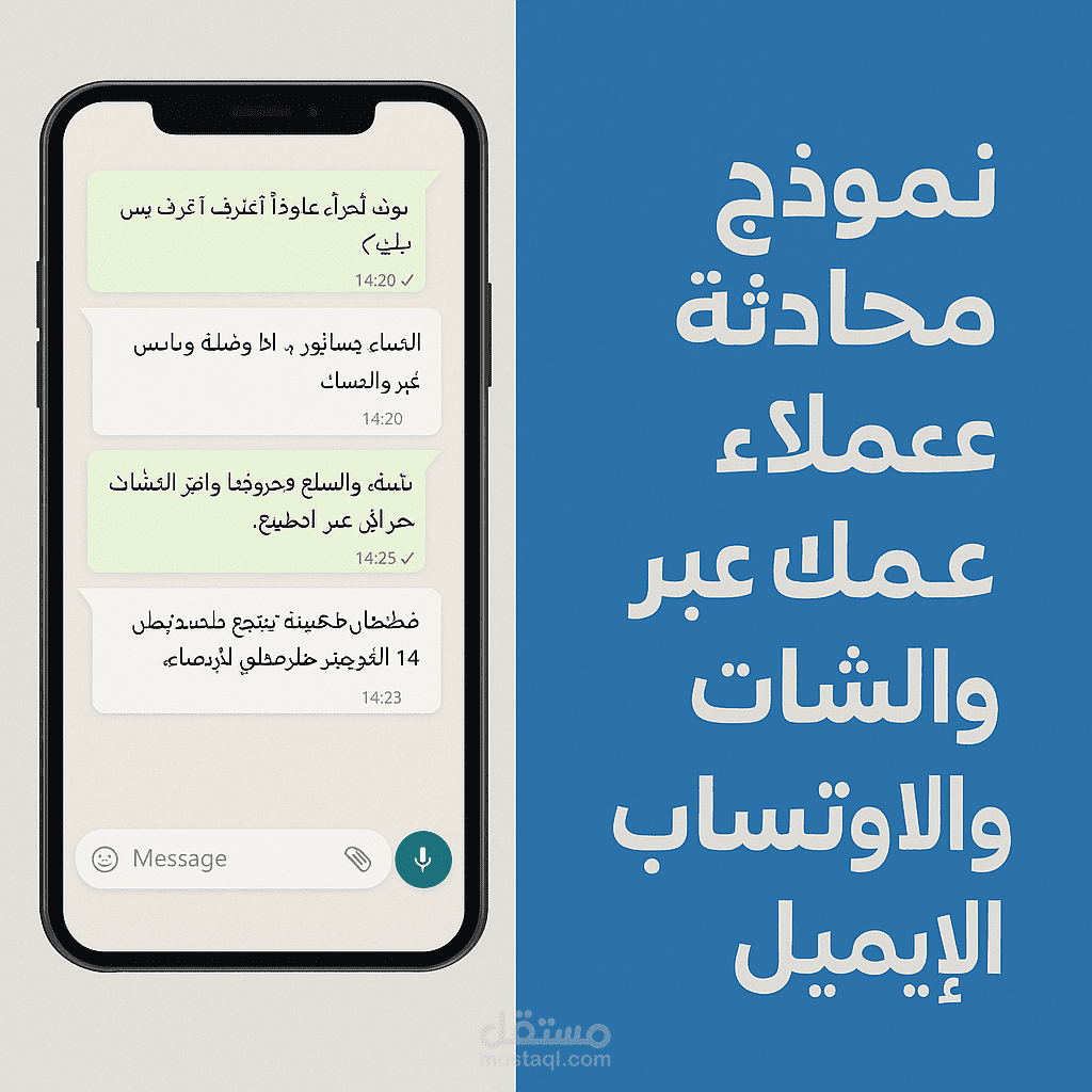 نموذج محادثة خدمة عملاء عبر الشات والواتساب والإيميل