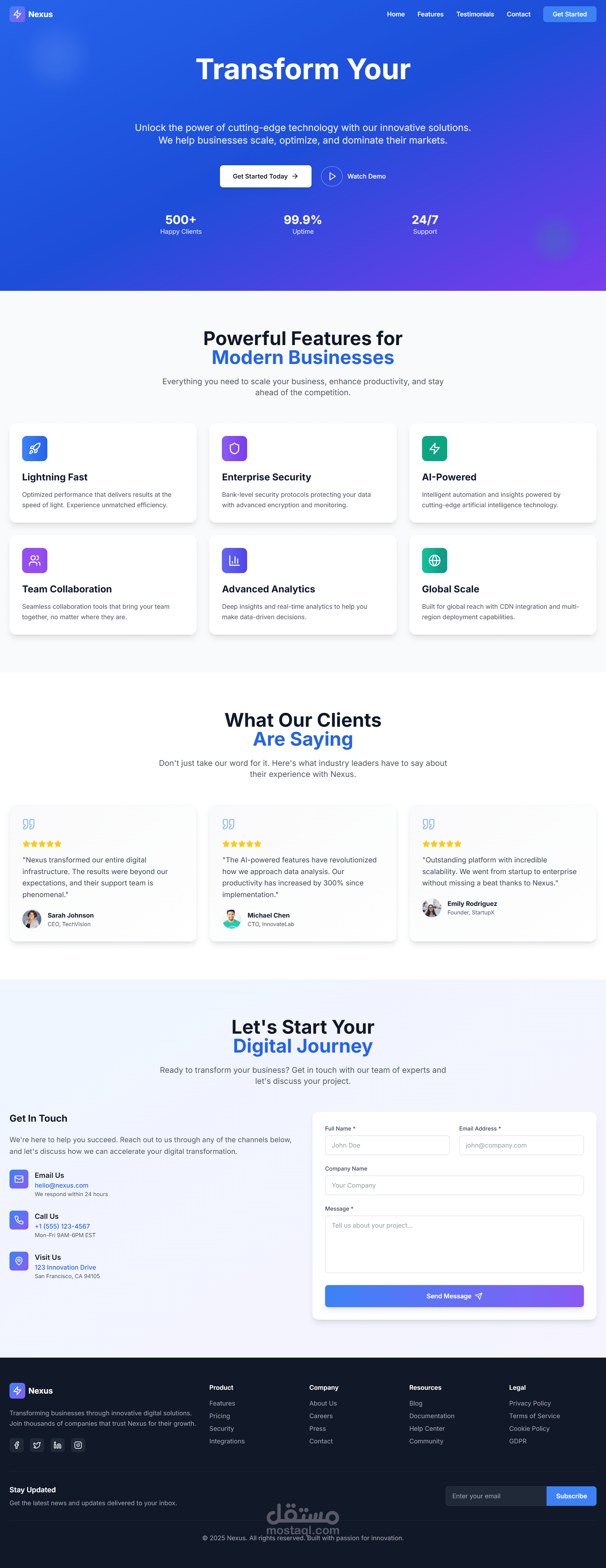 تصميم Landing Page تقنية احترافية باستخدام HTML وCSS وBootstrap