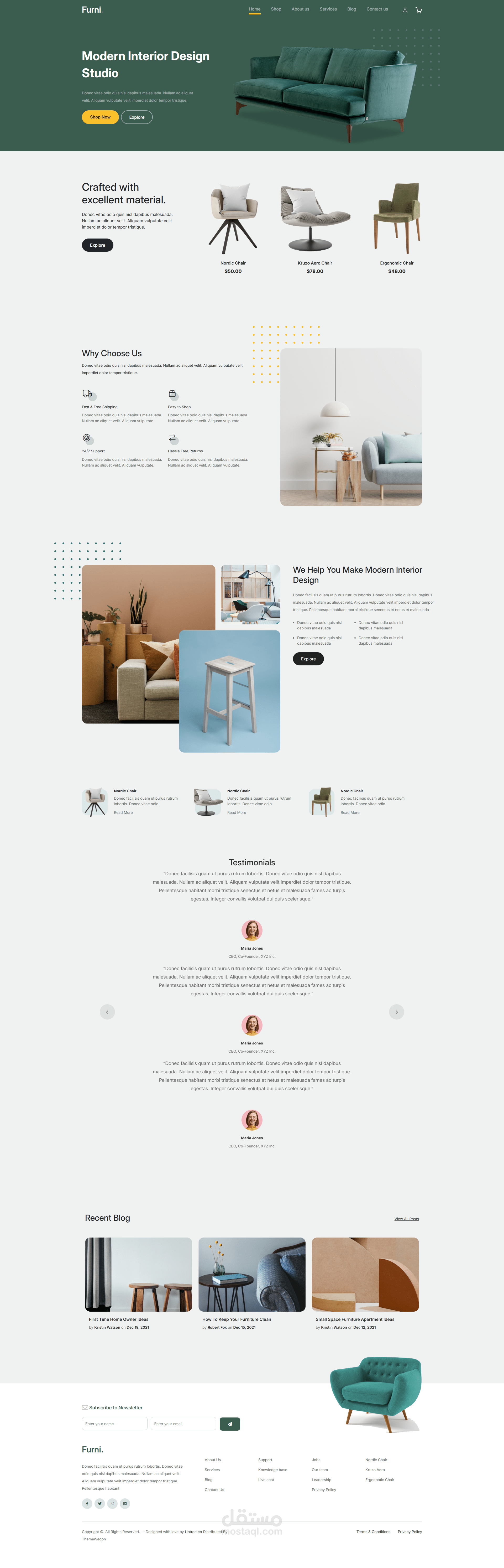 تصميم موقع إلكتروني لمتجر أثاث حديث (Furniture Store UI)