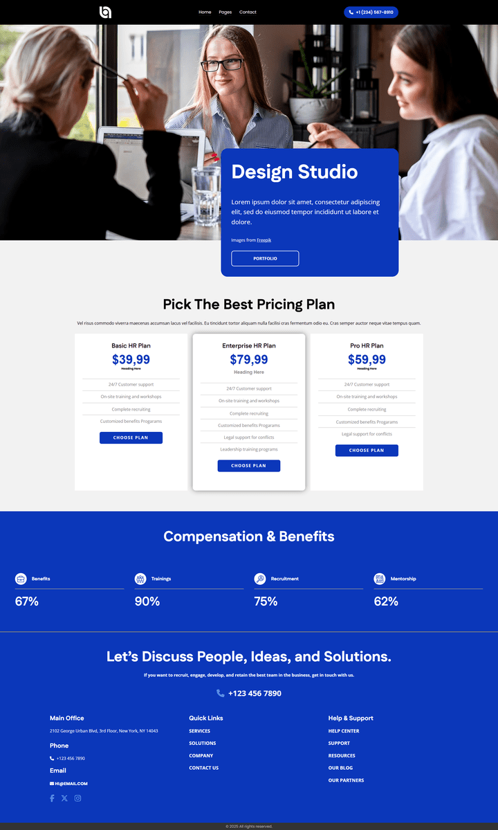 تصميم واجهة موقع شركة خدمات أعمال (Landing Page احترافية)