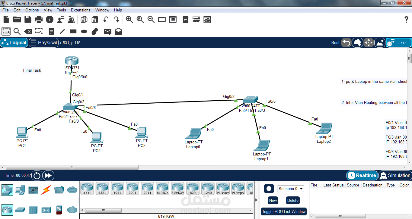 inter Vlan Routing باستخدام Packet Tracer