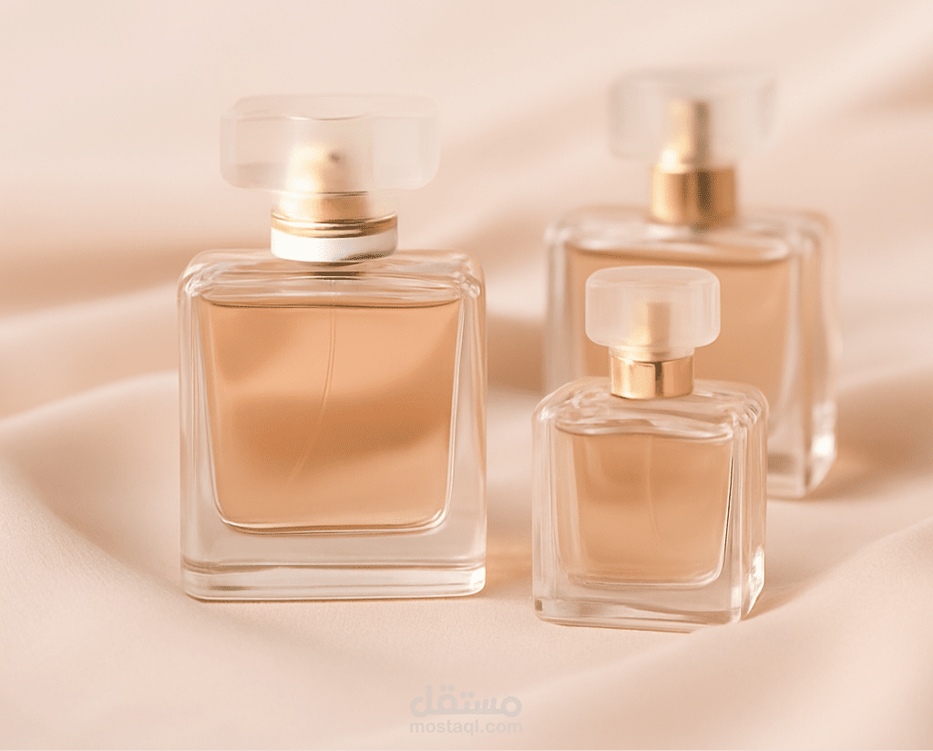 تصميم إعلان أنيق لعطر نسائي بنكهة أنوثة فاخرة