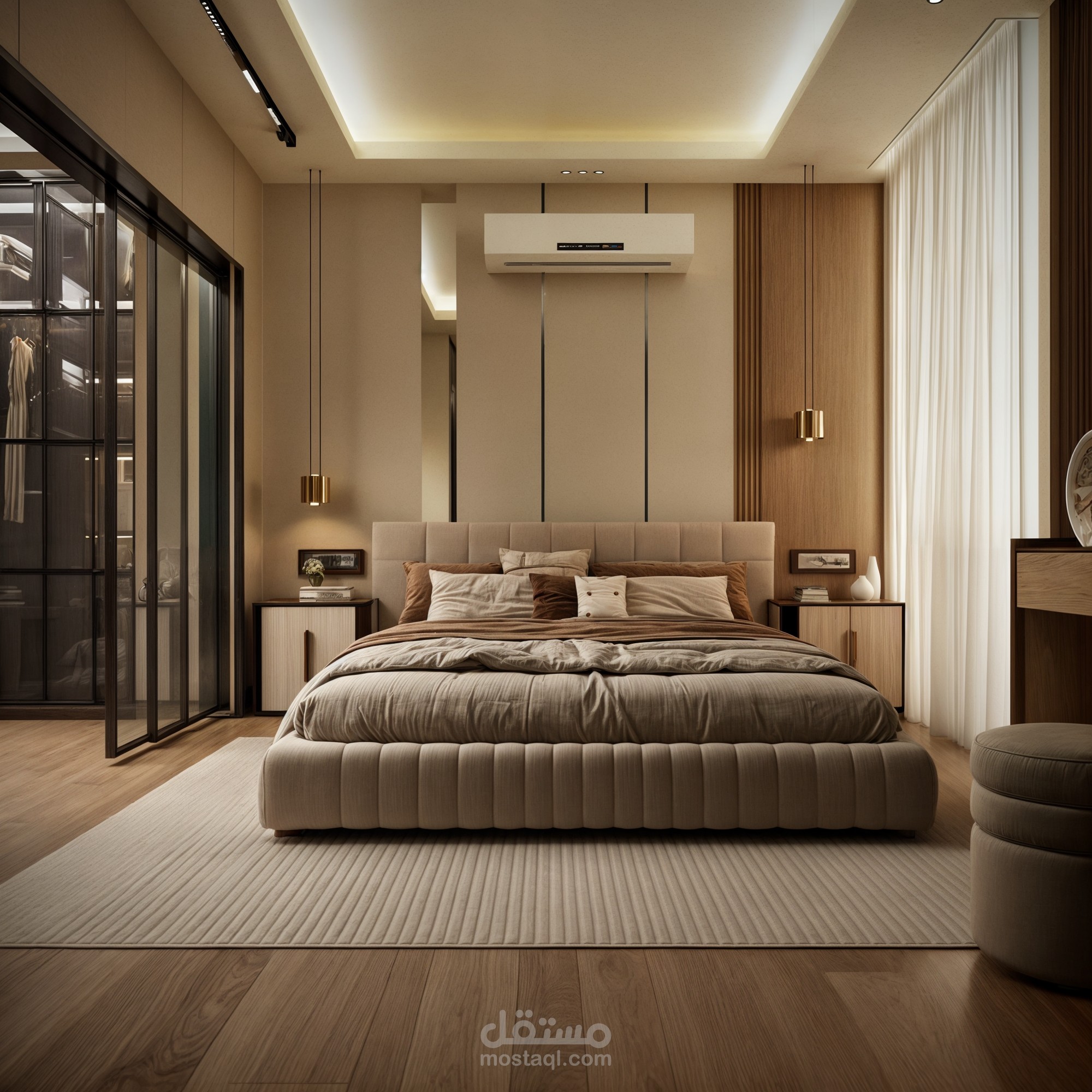 تصميم داخلي مودرن  لغرفة كاملة رندر جودة عالية
