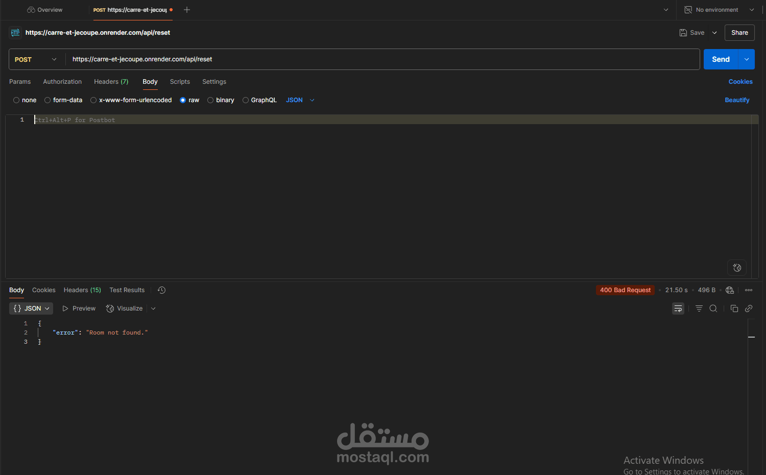 تطوير REST API متكاملة لموقع خدمات إلكترونية