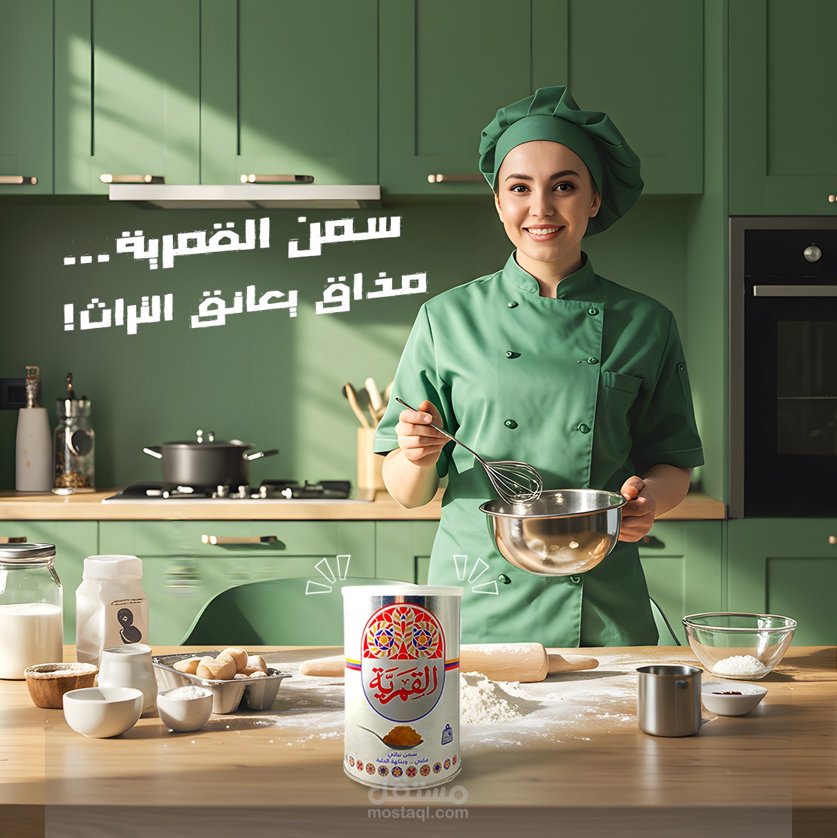تصميم إعلان سوشيال ميديا لمنتج "سمن القمرية"