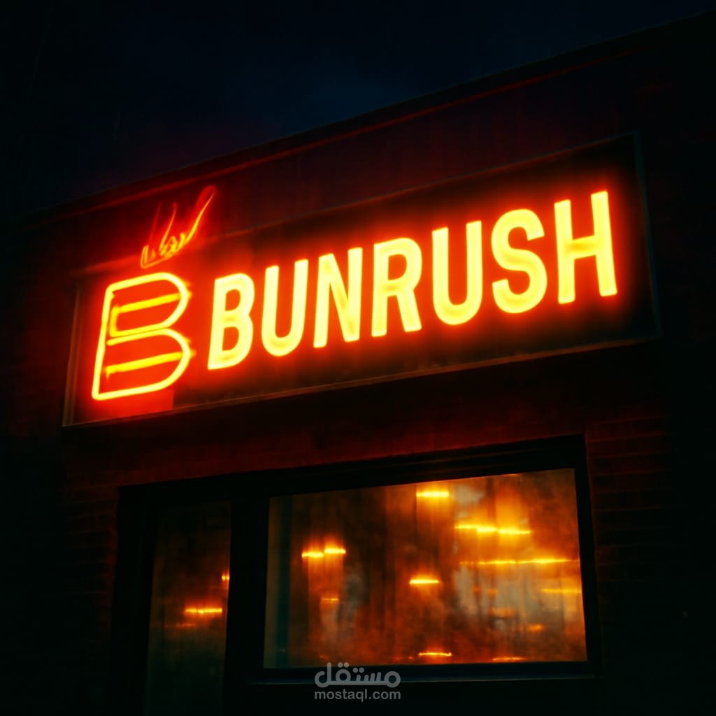 Neon Sign Logo لمطعم BunRush