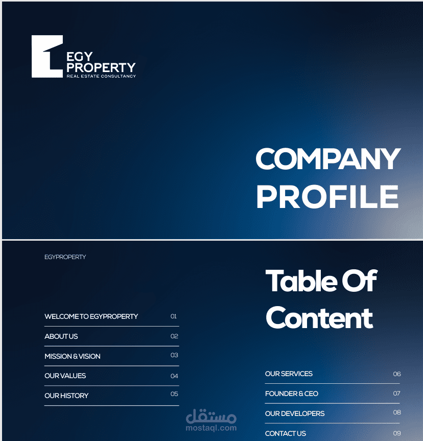 egyproperty elegant company profile presentation- Presentation Design and Art direction