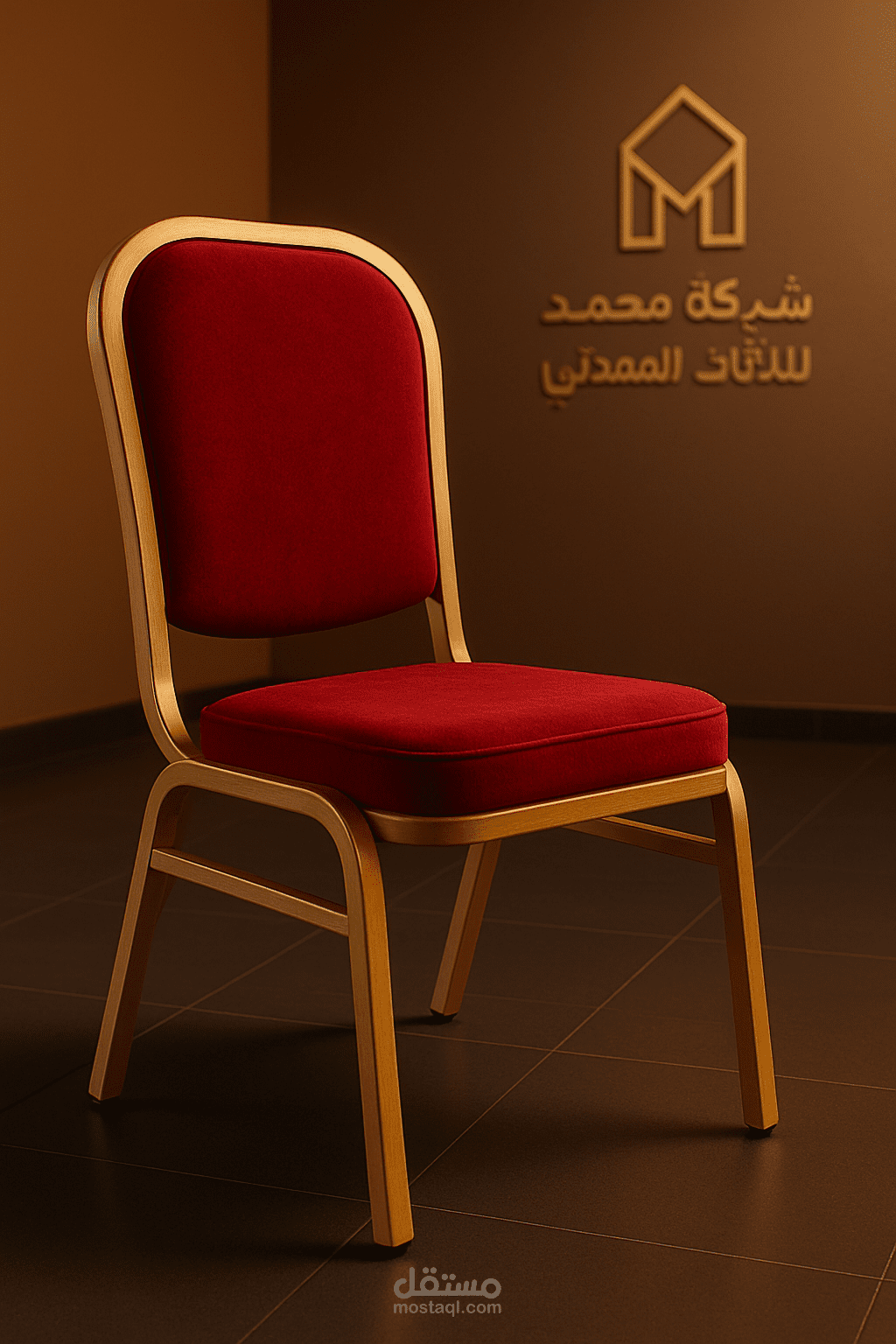 تصميم ثلاثي الأبعاد واقعي لكرسي معدني فاخر