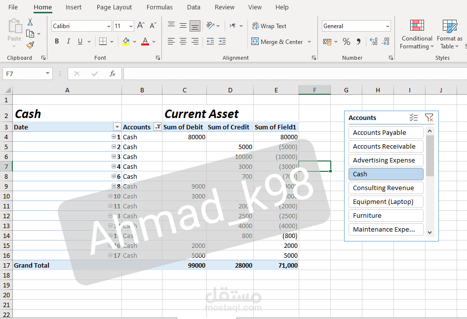 اعداد دفتر الاستاذ General Ledger