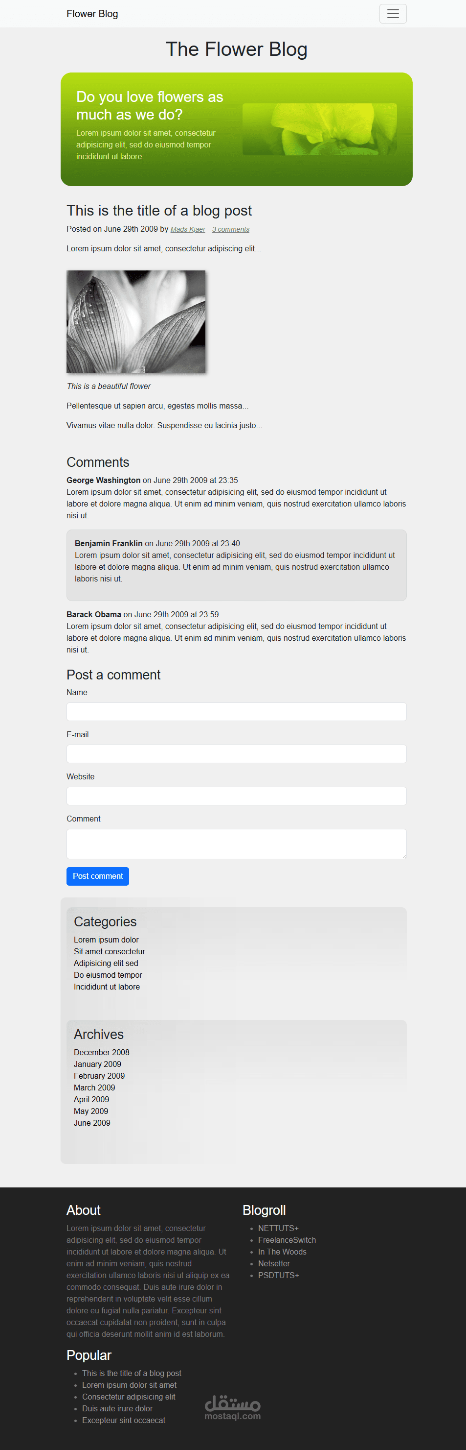 صفحة ويب متجاوبة باستخدام Bootstrap