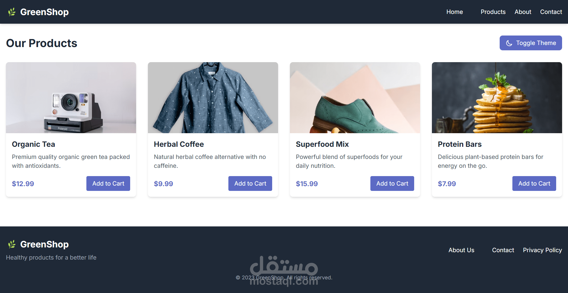 GREENSHOP: project using Tailwind CSS
