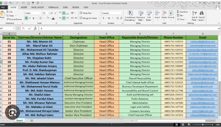 تنسيق وتنظيم بيانات الموظفين في ملف Excel