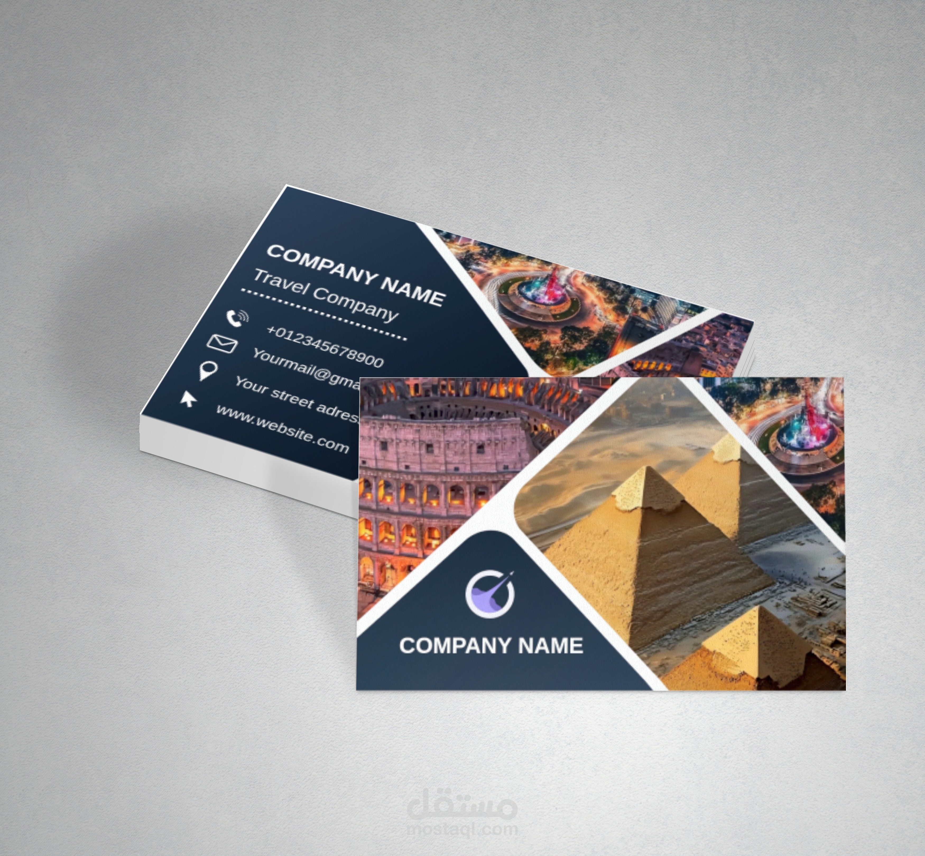 Business card design for a travel company
