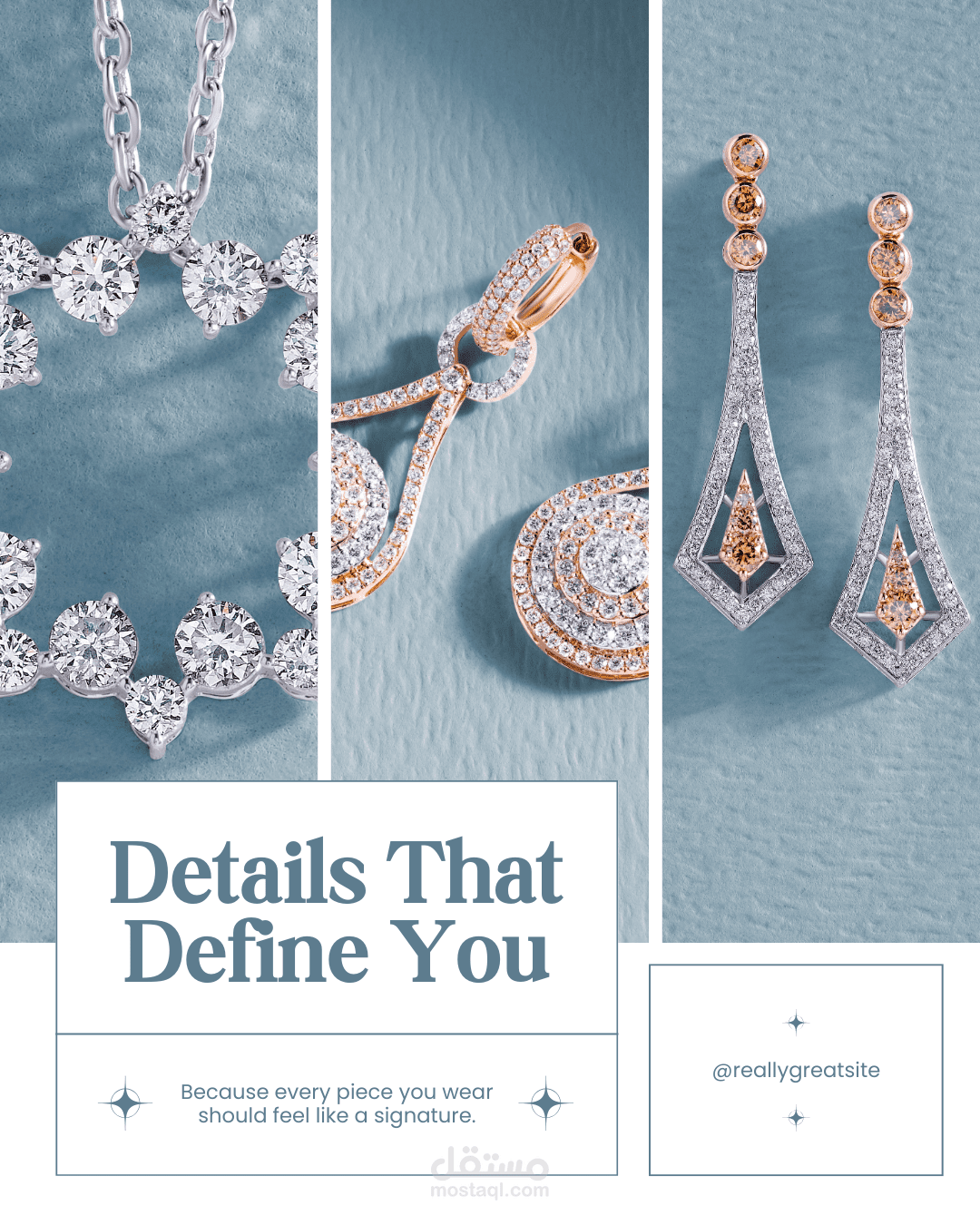 تصميم بوستات سوشيال ميديا للمجوهرات  -Design social media posts for jewelry