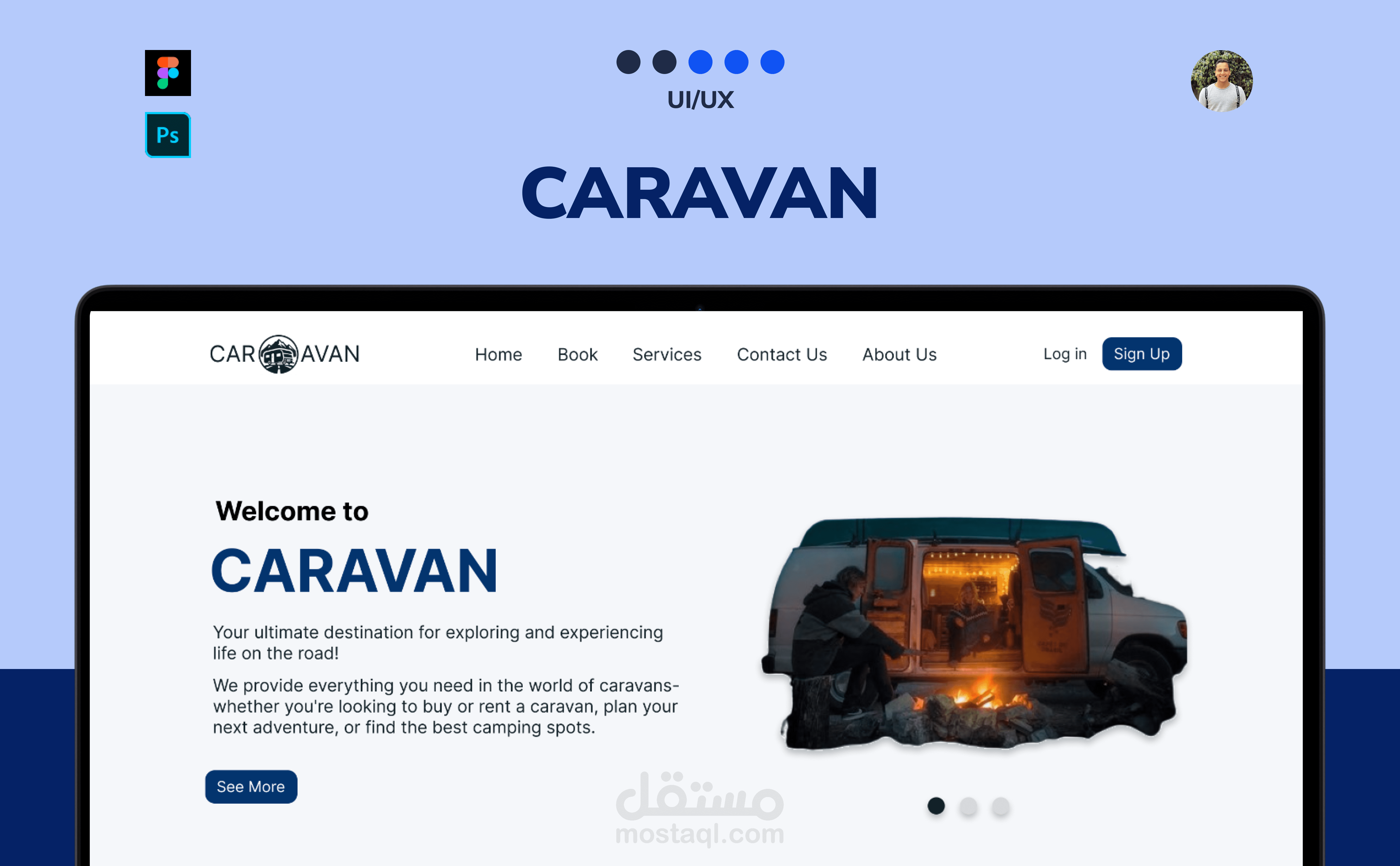 تصميم واجهة موقع "CARAVAN" لتأجير وشراء الكارافانات باستخدام Figma