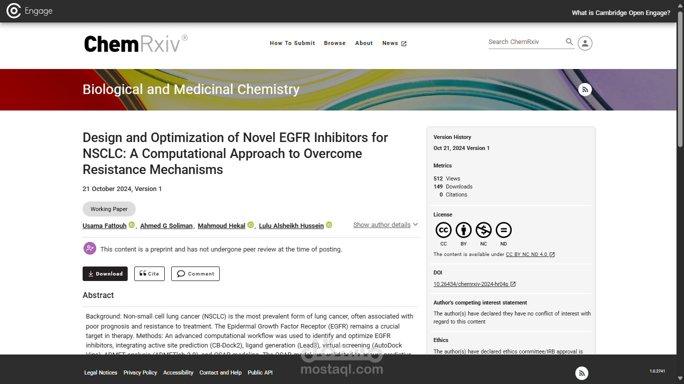 Design and Optimization of Novel EGFR Inhibitors for NSCLC: A Computational Approach to Overcome Resistance Mechanisms