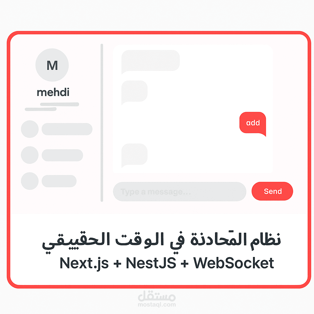 نظام شات فوري احترافي لموقع بيع منتجات او نظام دعم فني مباشر – Next.js + NestJS + Prisma