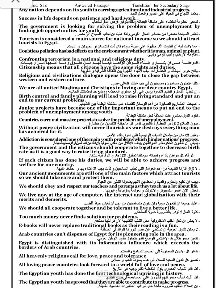 ترجمه قطع من العربية إلى الإنجليزية