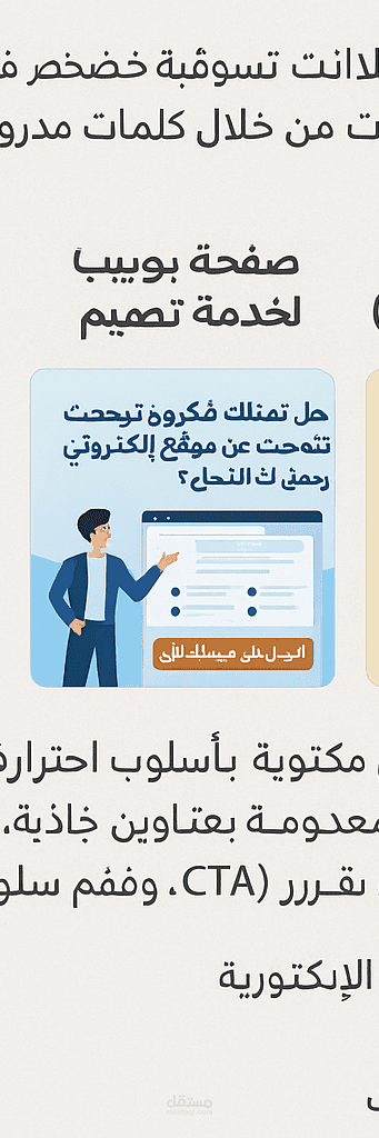 محتوى تسويقي على السوشيال الميديا , صفحات الهبوط و وصف للمنتجات