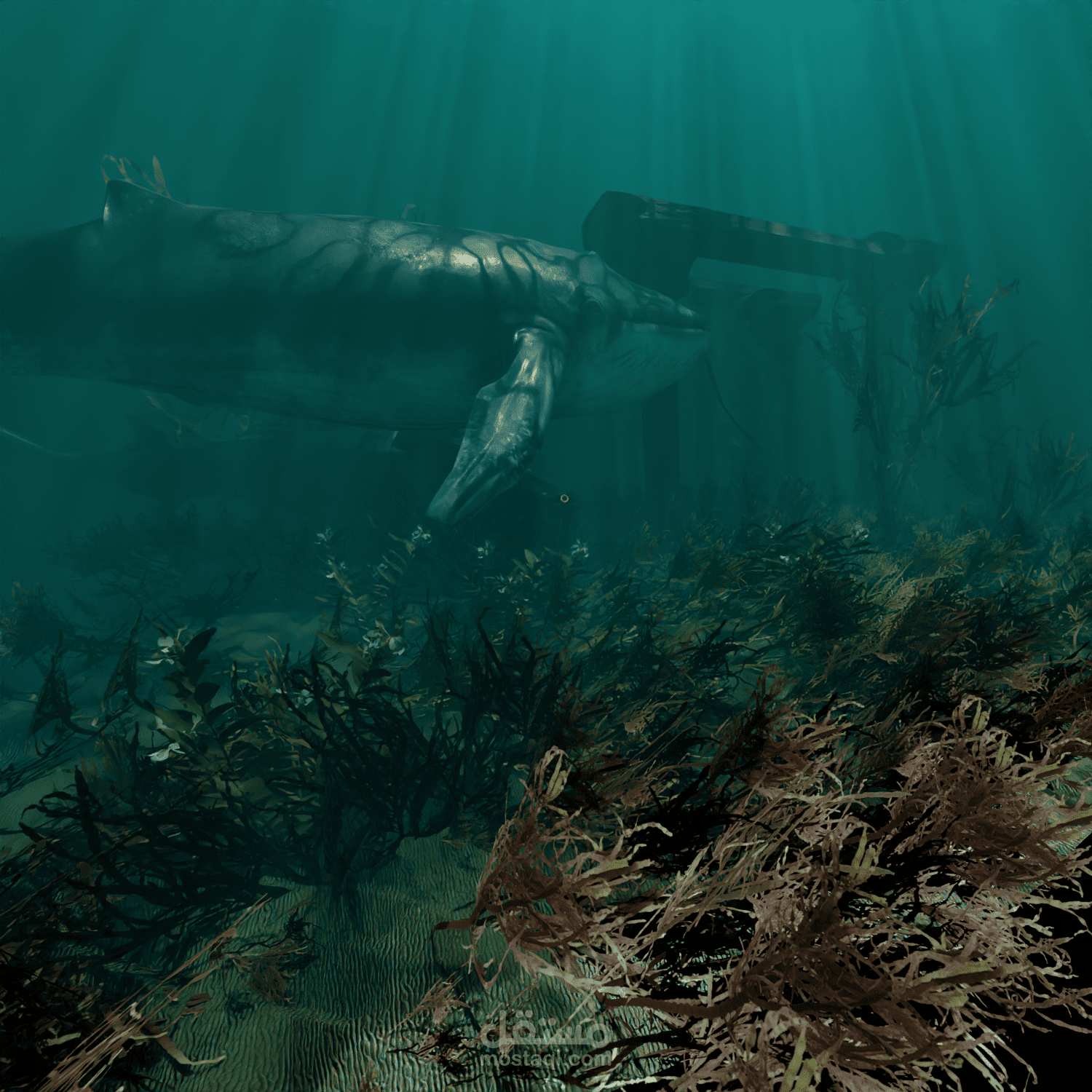 under water