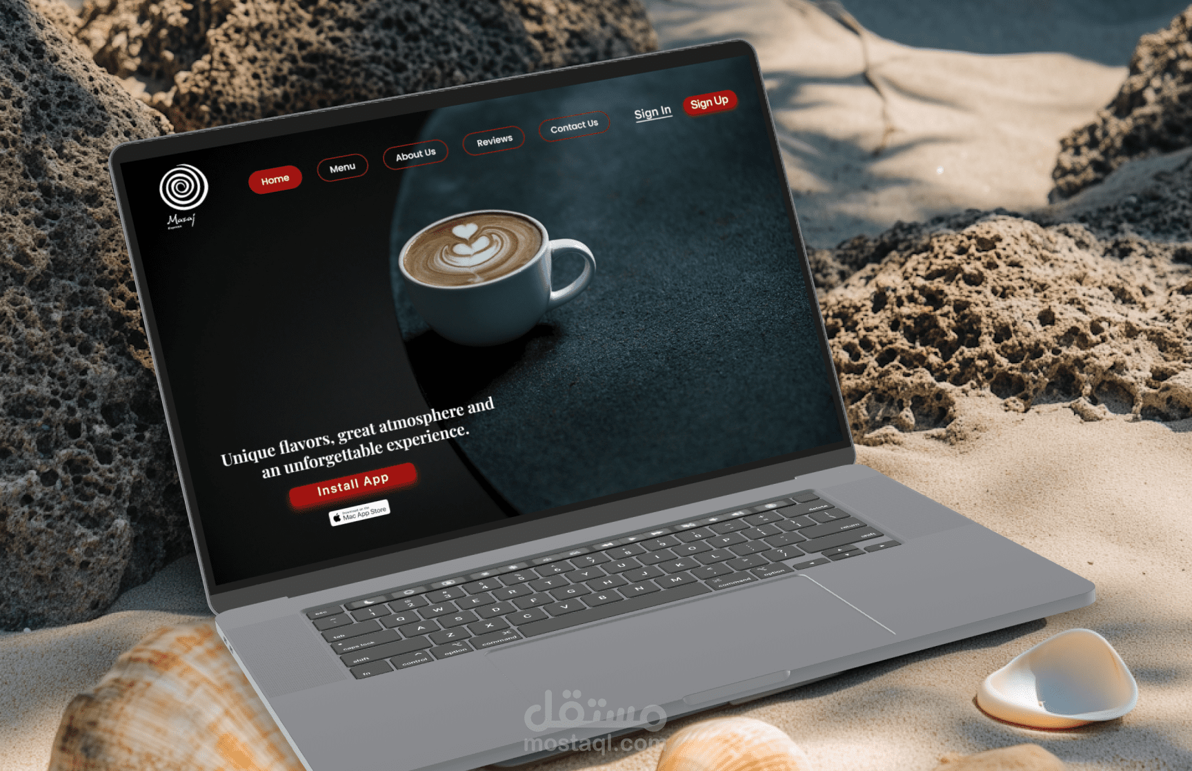Mazaj Coffee's landing page
