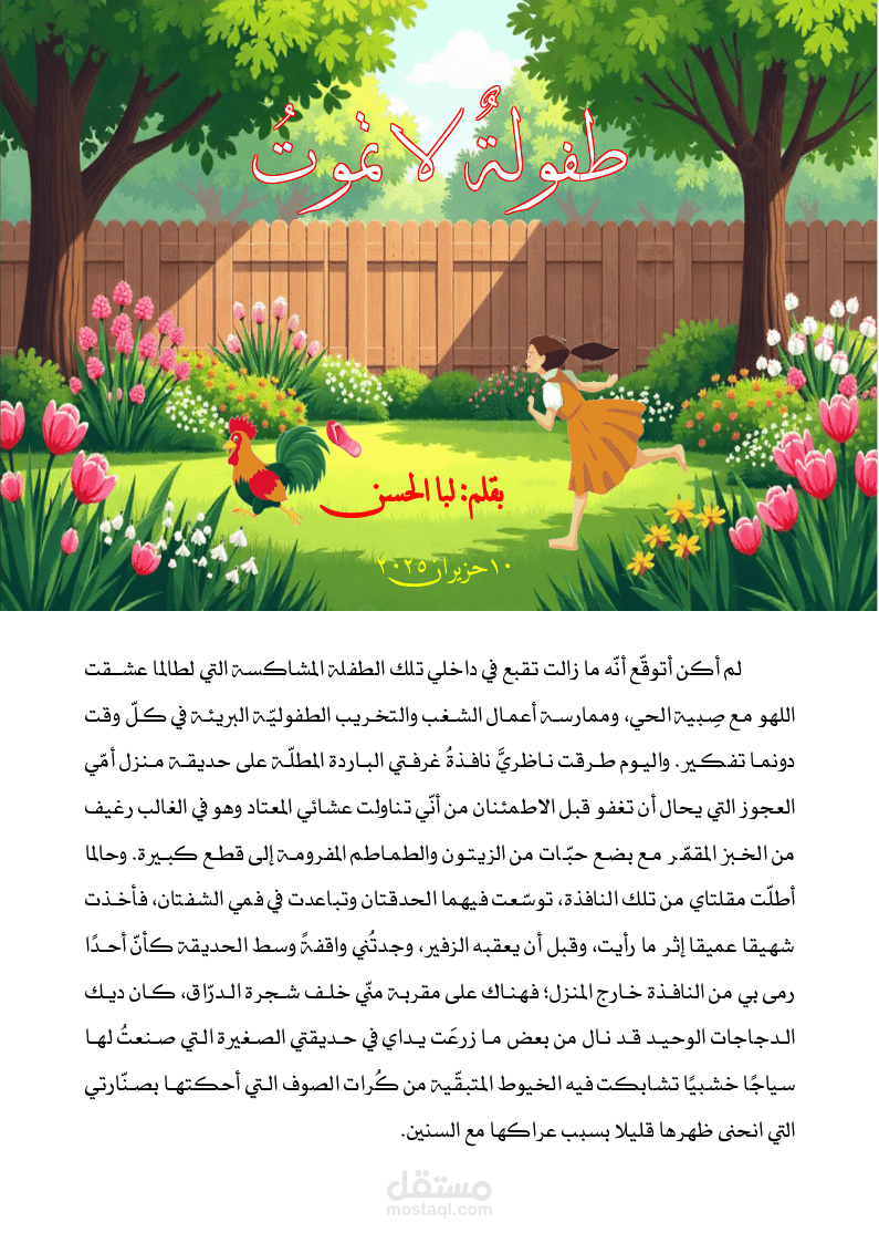 مقالة بعنوان «طفولة لا تموت»