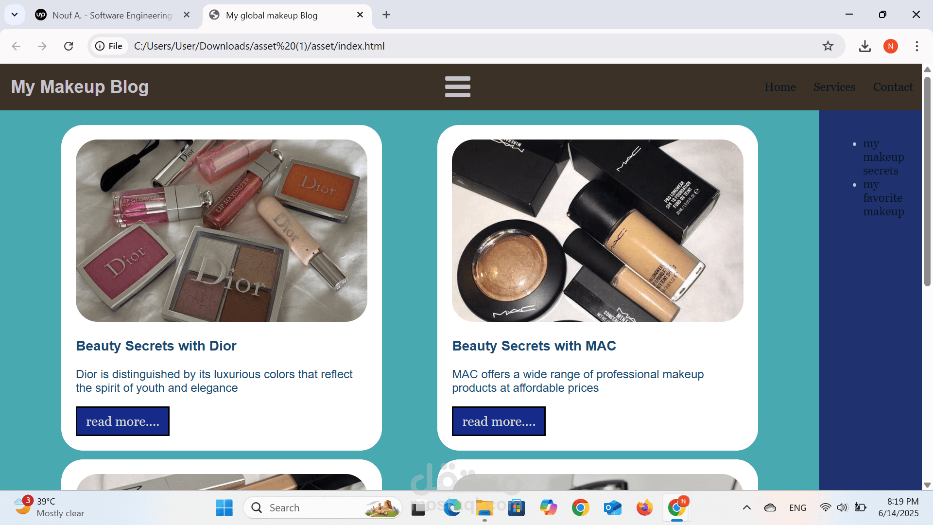 Personal Blog Website – Responsive, Custom Design with HTML/CSS