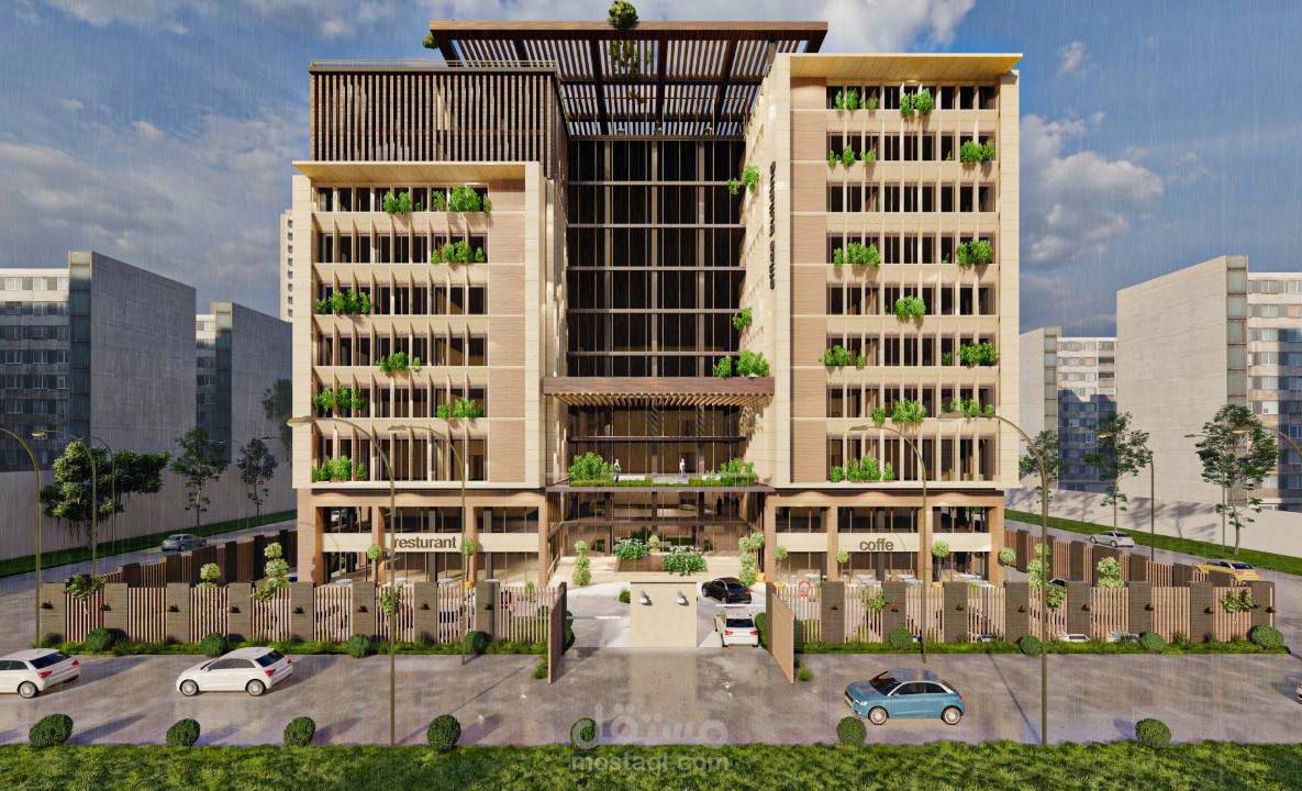 تصميم 3D و 2D ابداعي لمبني اداري ومكاتب