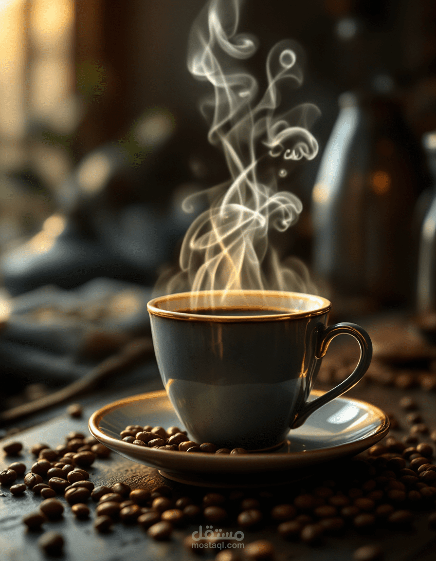 تصميم هوية مصغرة لحساب إنستغرام باسم "مذاق القهوة"
