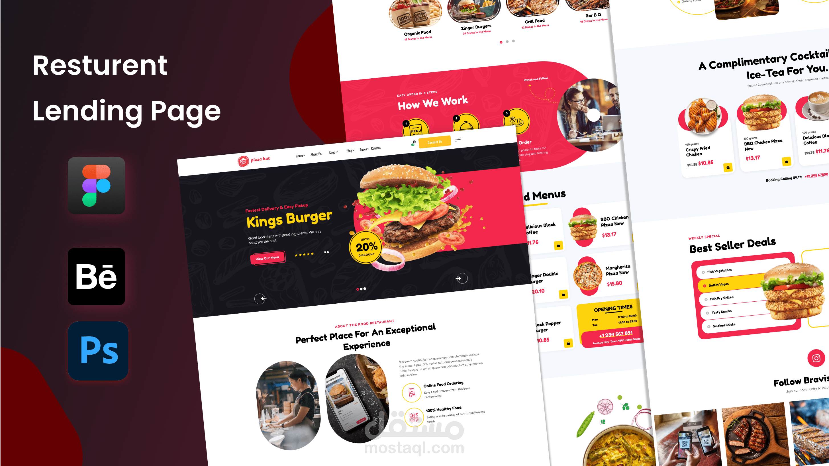 Design a landing page for a restaurant
