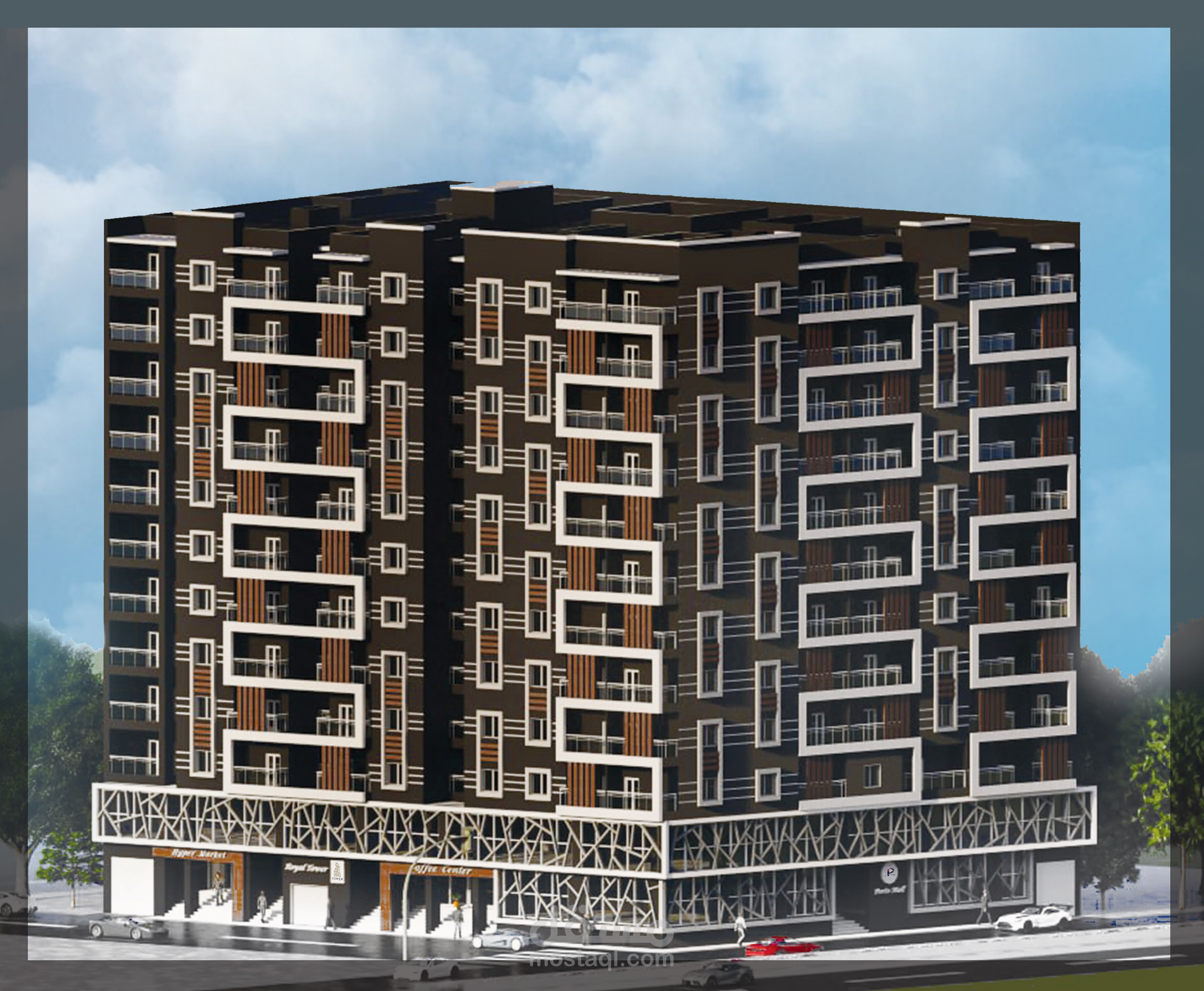 تصميم برج سكني اداري تجاري