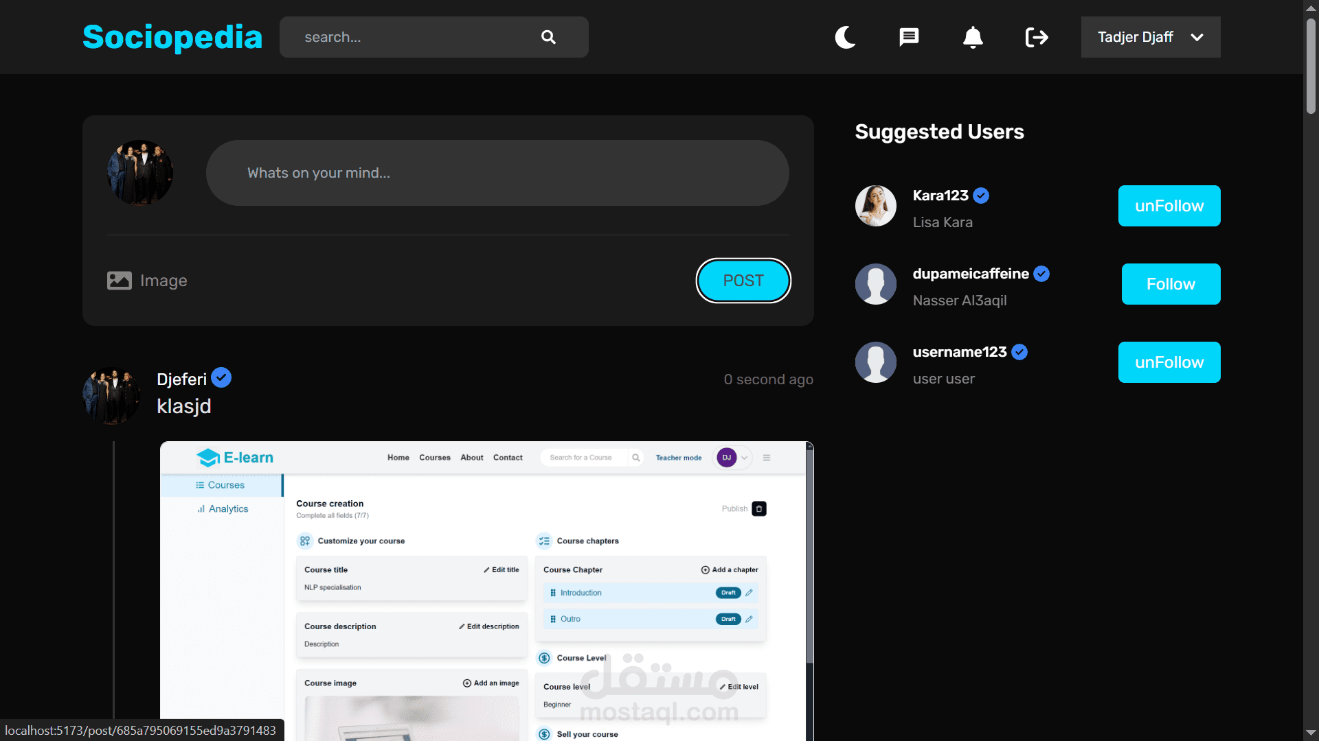 social clone app with Chat Functionality
