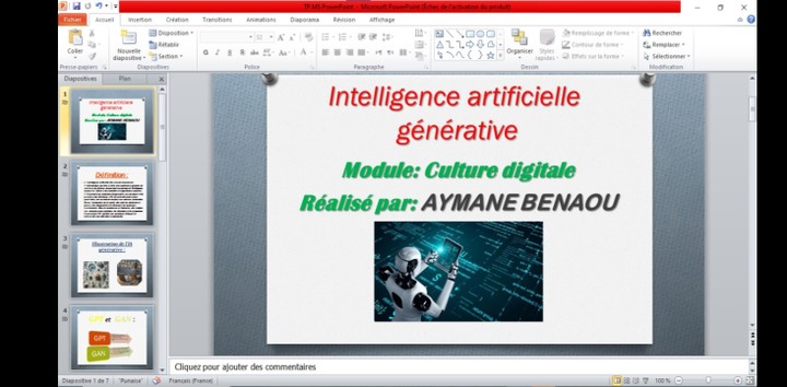 إنشاء عرض تقديمي احترافي عن الذكاء الاصطناعي "IA" باستخدام برنامج PowerPoint