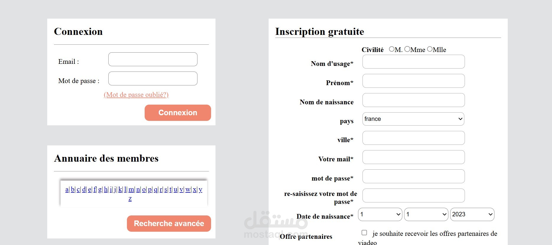 واجهة موقع مهني شبيهة بـ Viadeo باستخدام HTML وCSS