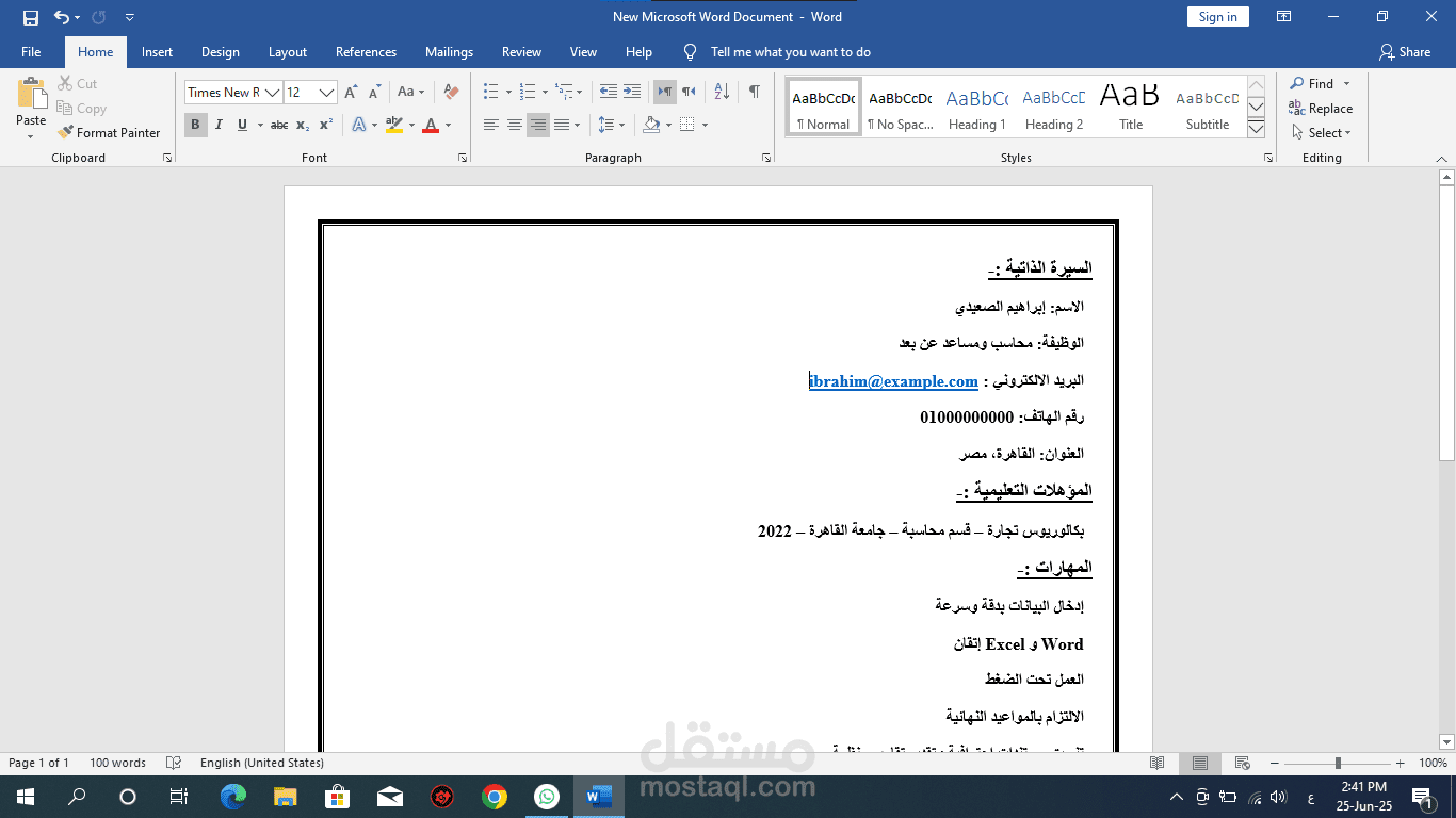السيرة الذاتية