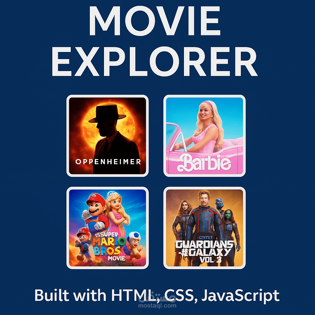 تصميم تطبيق Movie Explorer باستخدام JavaScript وTMDb API – استعراض أفلام ديناميكي مع صفحة تفاصيل