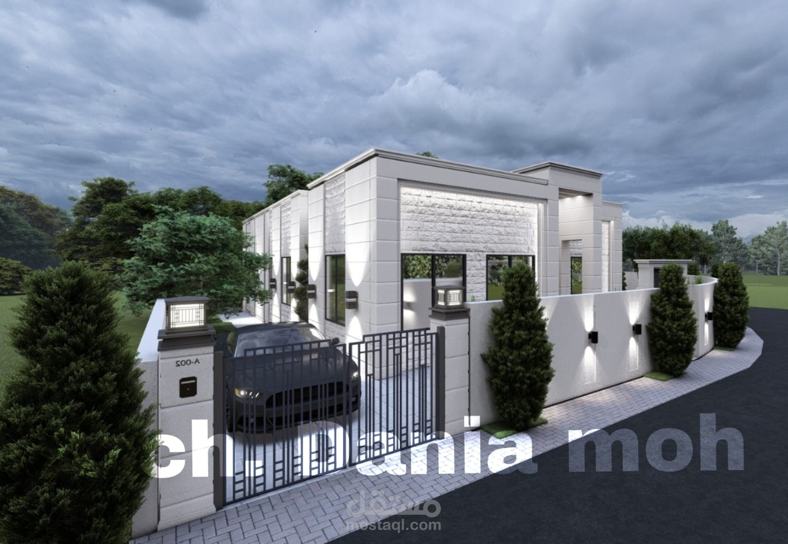 تصميم معماري لواجهات وتصميم لاندسكيب روف