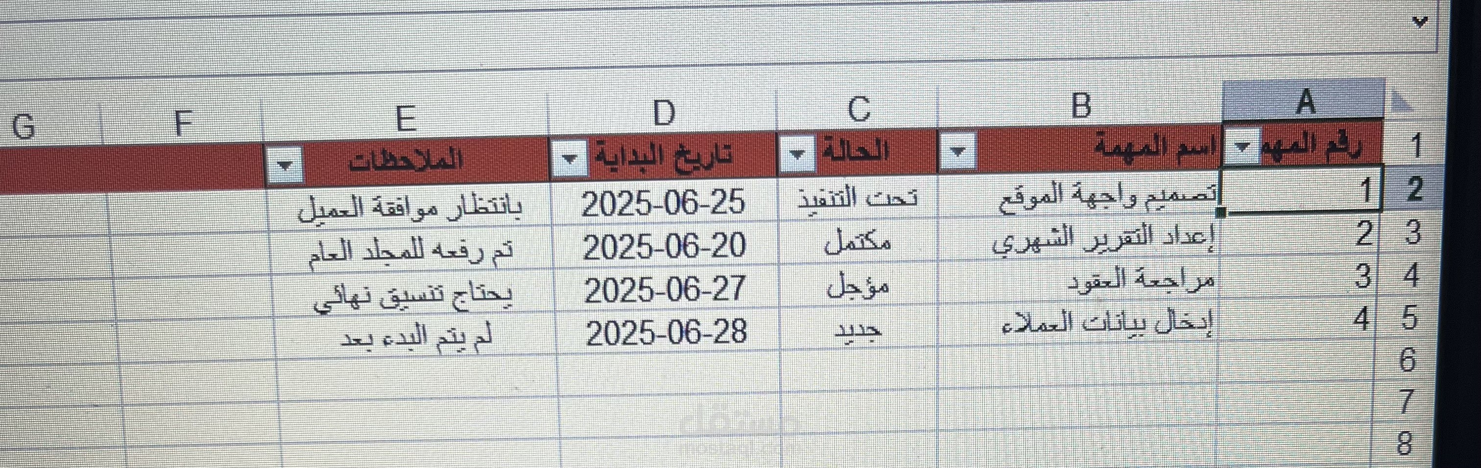 جدول مهام