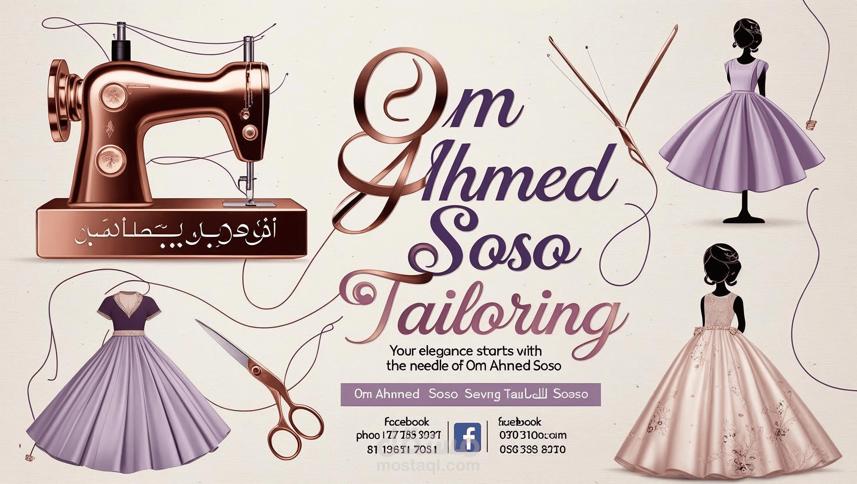 تصميم بوستر لمحل الخياطة “Om Ahmed Soso Tailoring”