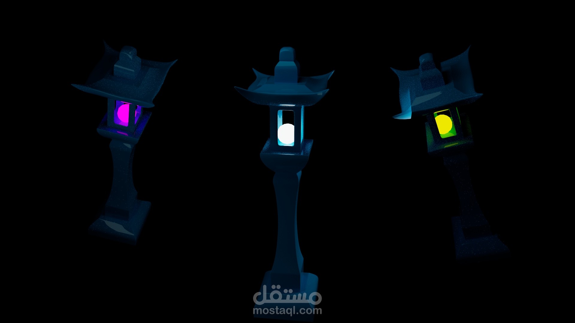 نموذج الثلاثي الأبعاد لفانوس حجري مستوحى من الطراز الياباني التقليدي (Lantern)