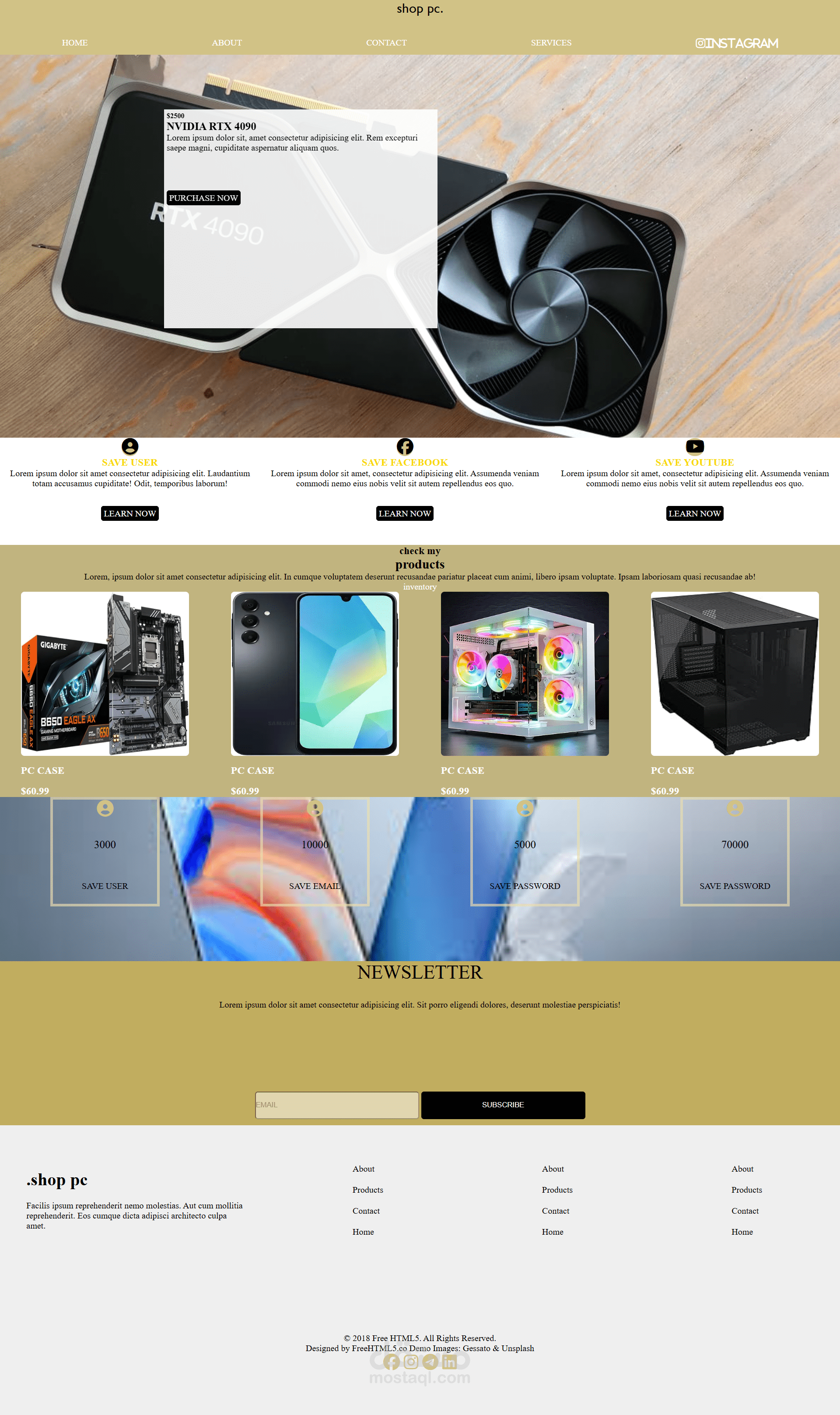 متجر إلكتروني لبيع قطع الحاسوب | Shop PC