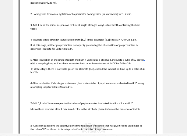 Protocol of detection of E. coli