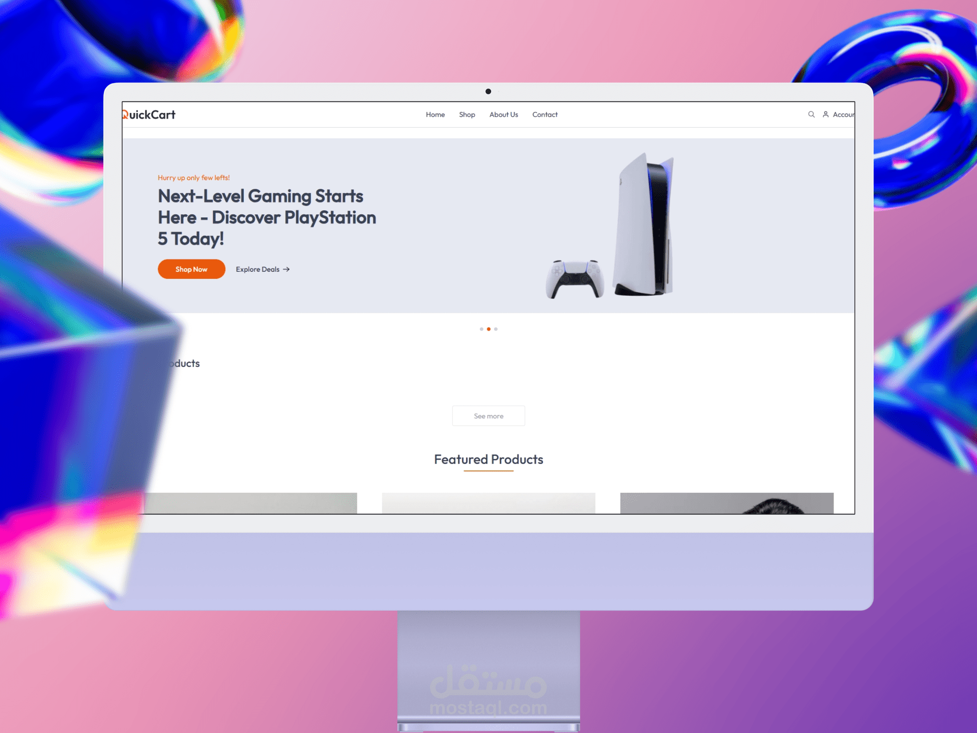 تطبيق متجر إلكتروني (QuickCart) باستخدام React